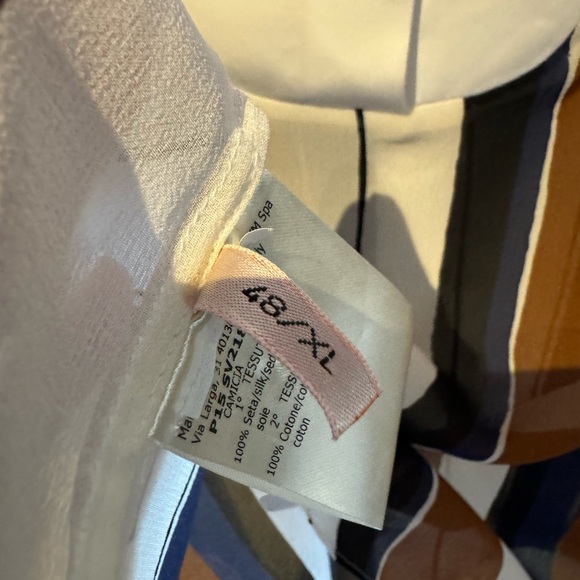 Giambattista Valli Multicolor Striped Contrast Bib Silk Blouse, Italy, Large - Picture 8 of 10